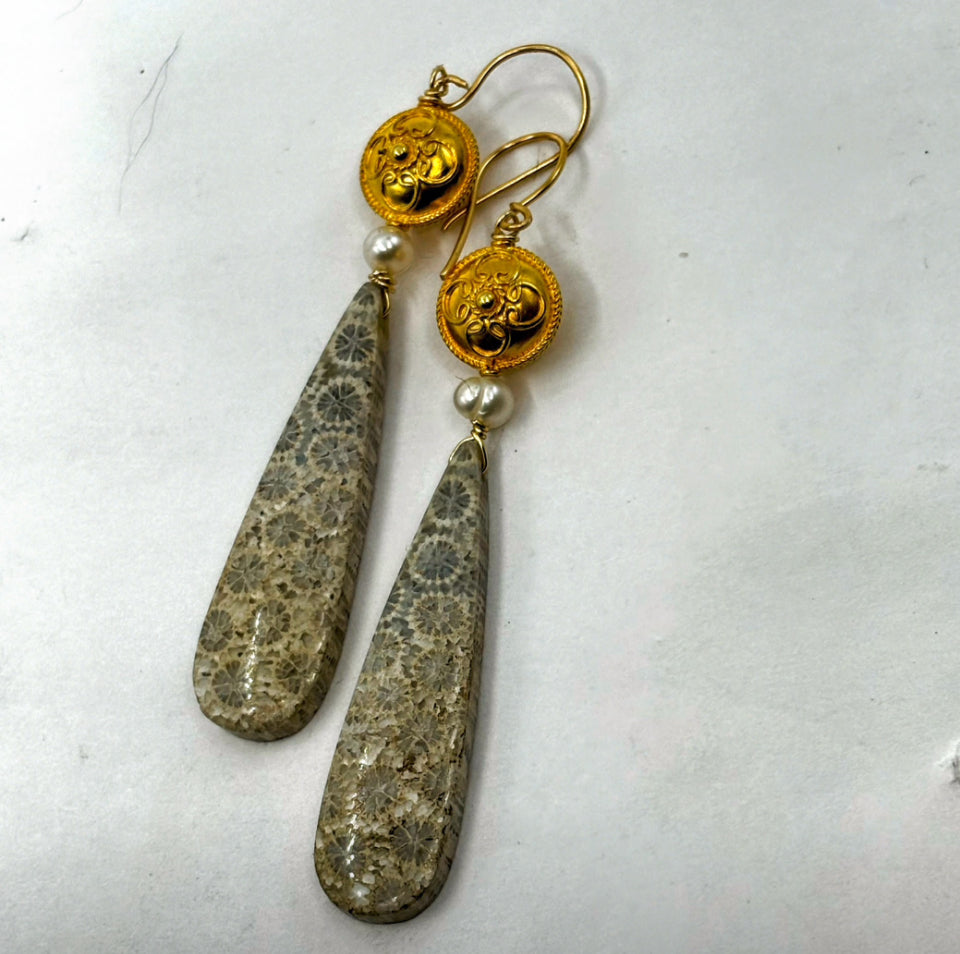 Petrified Fossil Earrings