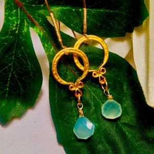 Blue Green Chalcedony Earrings