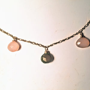 Green and Pink Chalcedony Necklace