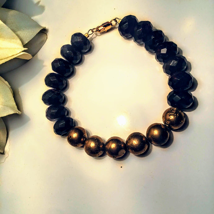 Garnet and Gold Quartz Bracelet