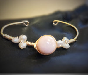 Angel Skin Coral and Freshwater Pearl Bracelet