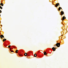 Red Agate Necklace with Austrian Crystals