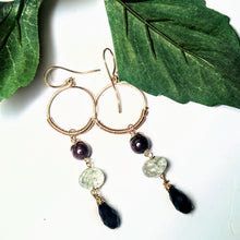 Small Garnet Wire Wrapped Hoops