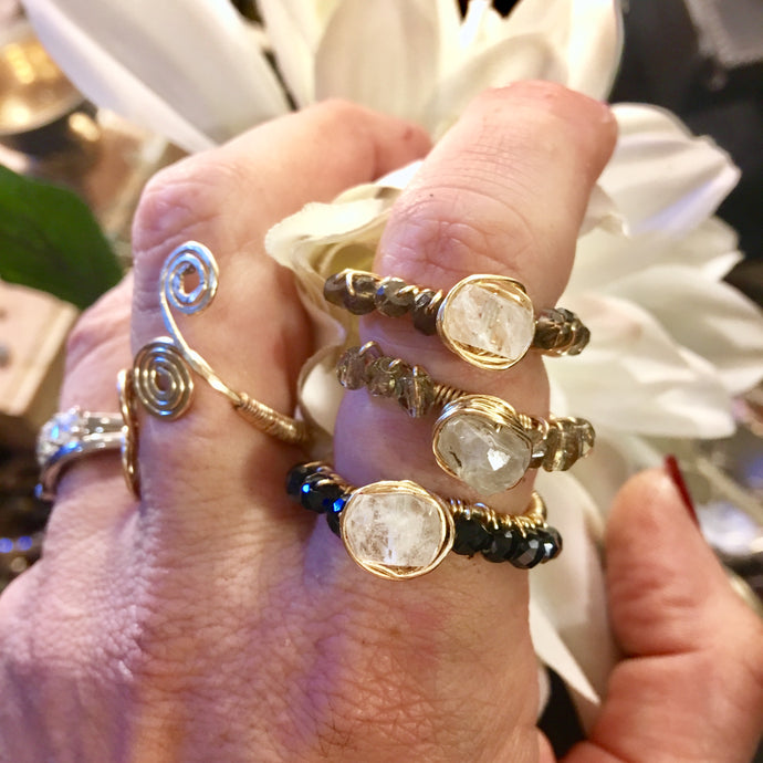 Stack of 3 Aquamarine Rings