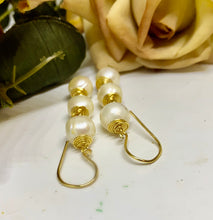 Gold Wire Wrapped Pearl Earrings