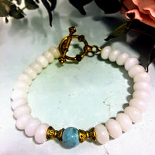 Sky Blue Amazonite and White Snow Quartz Bracelet