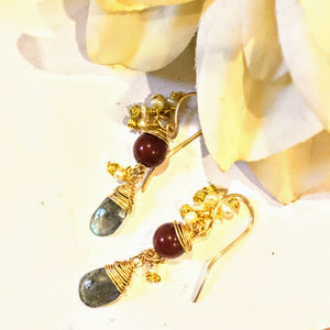 Red Agate and Labradorite Earrings