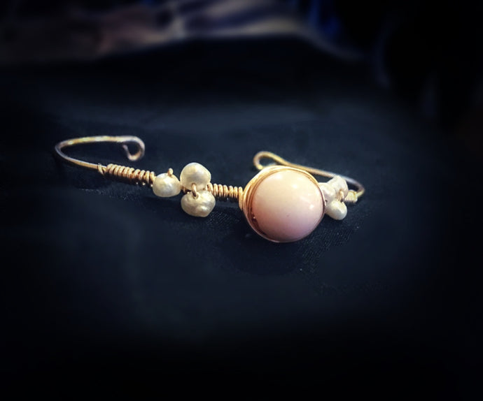 Angel Skin Coral and Freshwater Pearl Bracelet
