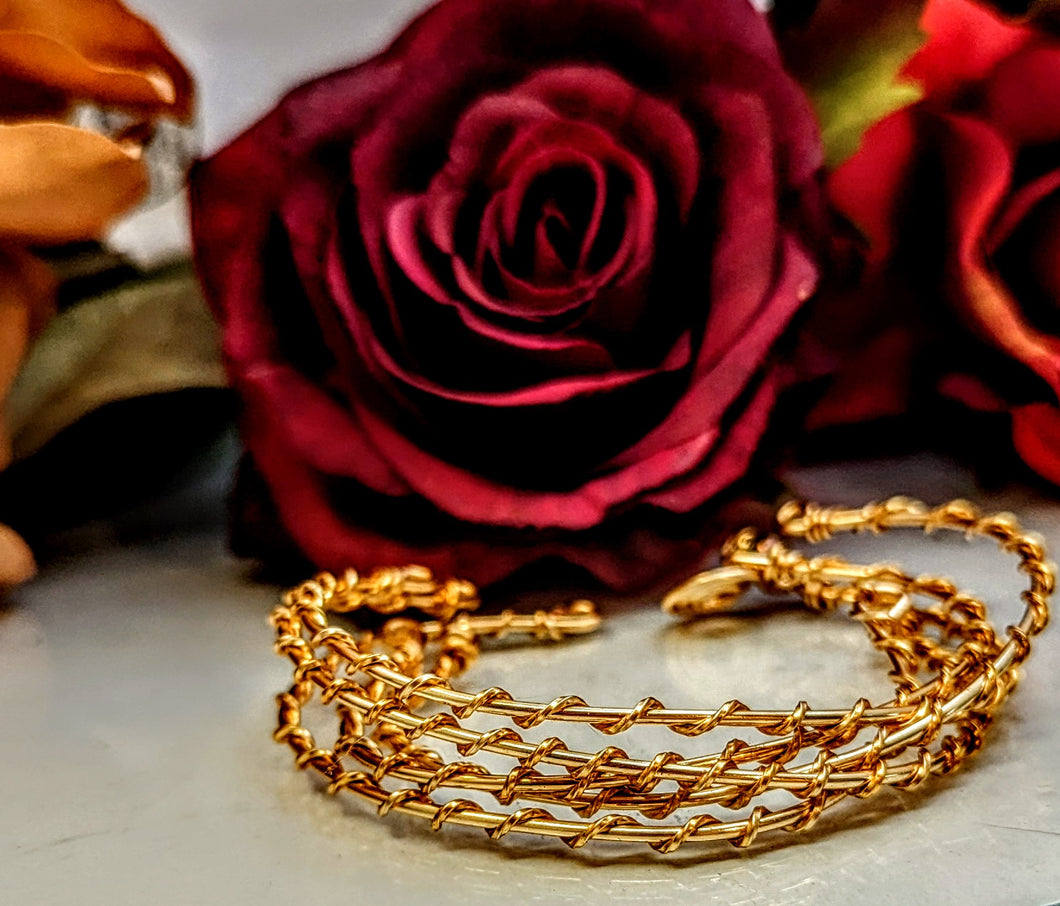 Five Gold Cuff Bracelets