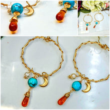 Moon Earrings with Amber