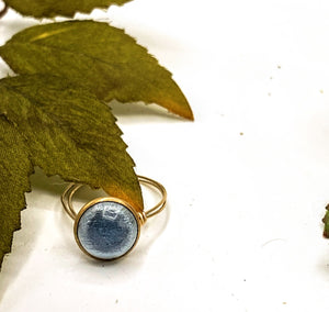 Blue Victorian Waistcoat Button Ring